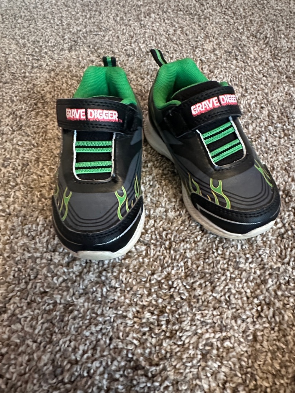 Grave Digger Toddler Black & Green Velcro Sneakers